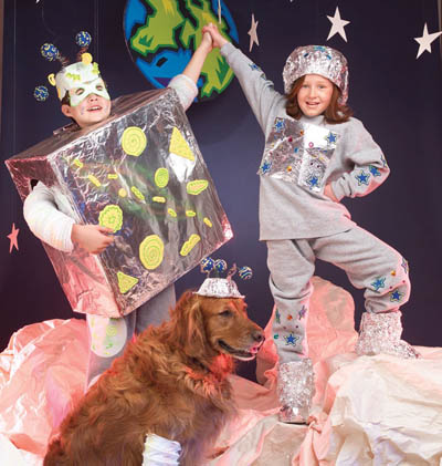 space kids and dog